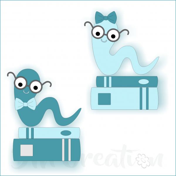 Stanzschablone - Bücherwurm